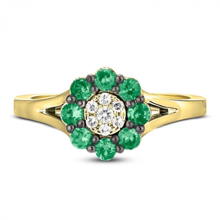 Le Vian Diamond  Emerald Ring 1/20 ct tw Diamonds 14K Honey Gold