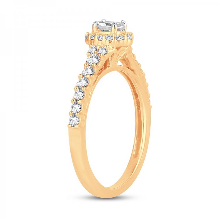 Diamond Engagement Ring 1/2 ct tw Oval/Round 14K Yellow Gold