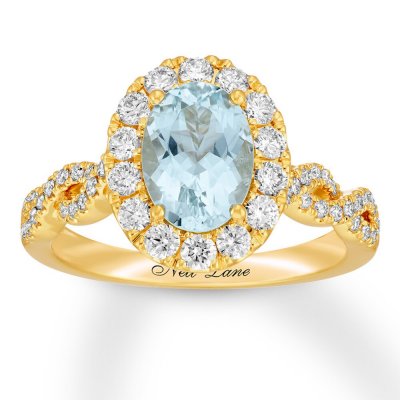 Neil Lane Aquamarine Engagement Ring 3/4 cttw Diamonds 14K Gold