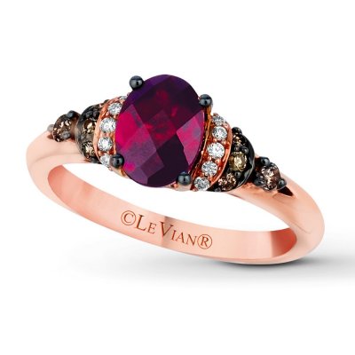 Le Vian Rhodolite Garnet 1/6 ct tw Diamonds 14K Gold Ring