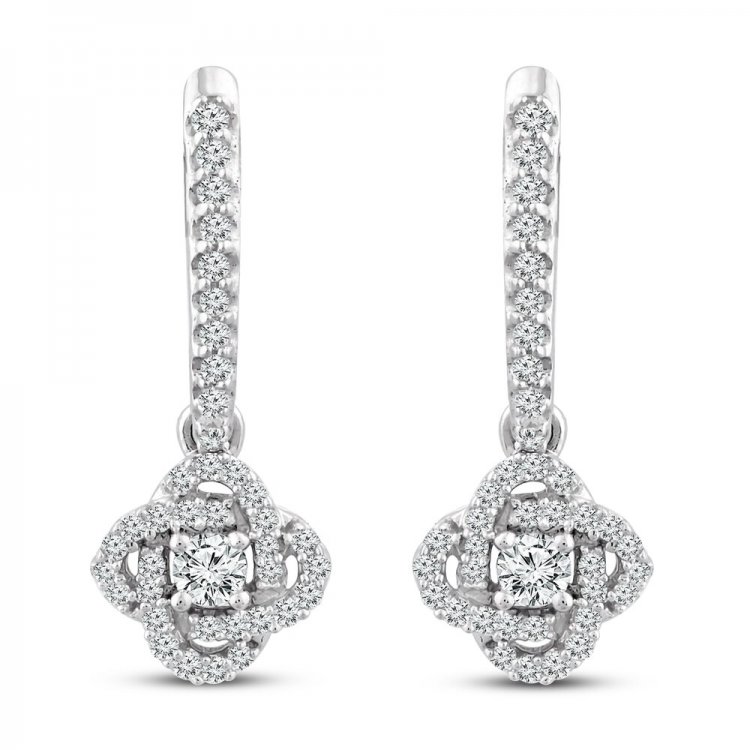 Center of Me Diamond Drop Earrings 1/3 ct tw 10K White Gold