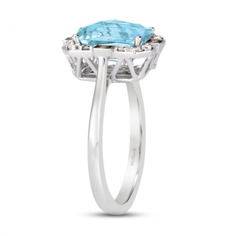 Le Vian Aquamarine Ring 1/6 ct tw Diamonds 14K Vanilla Gold