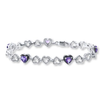 Amethyst Bracelet Black/White Diamonds Sterling Silver