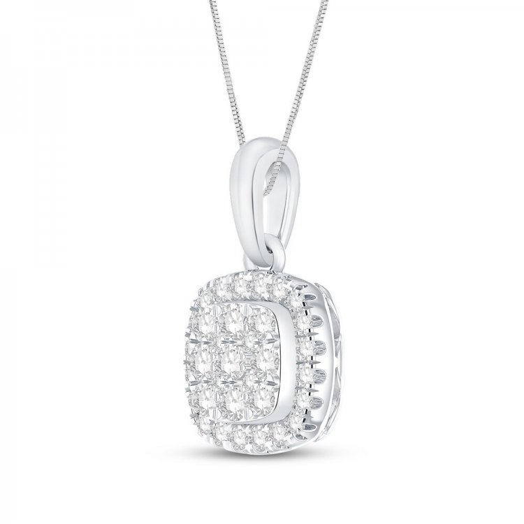 Diamond Necklace 1/4 ct tw Round-Cut 10K White Gold 18