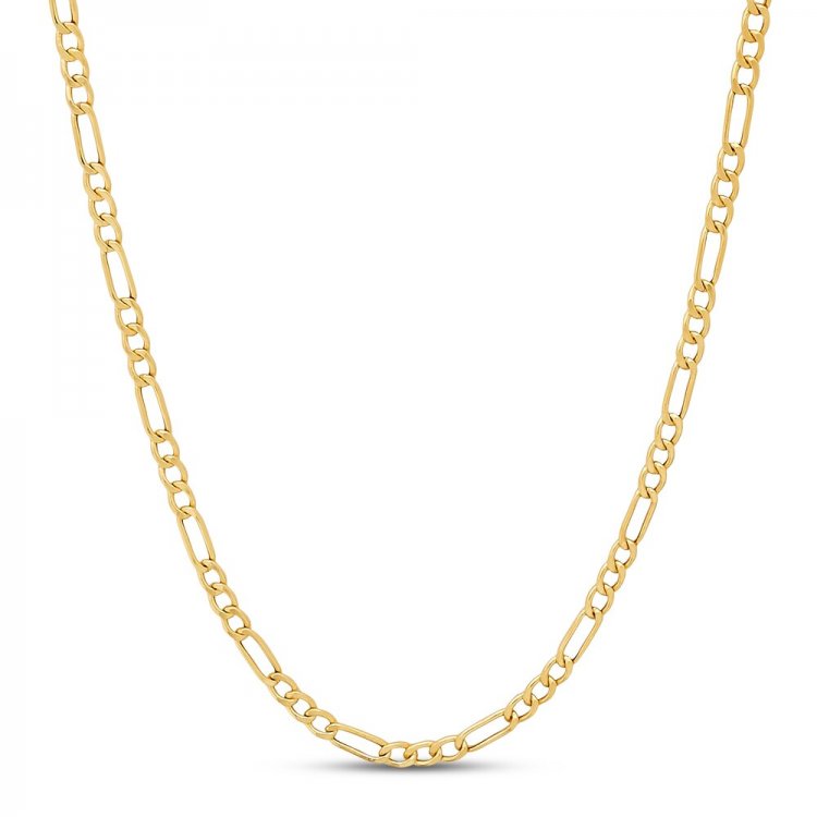 Mens Hollow Figaro Chain 14K Yellow Gold 22