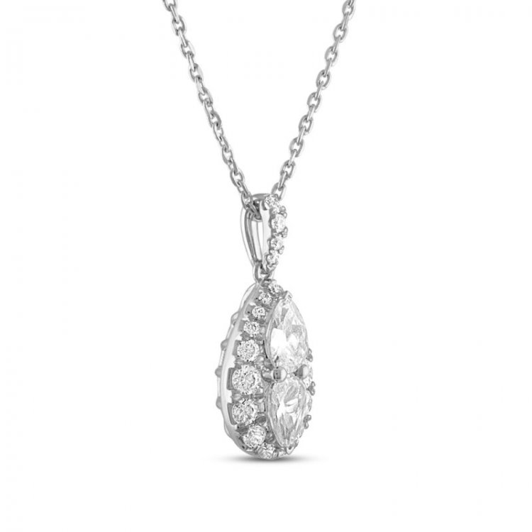 Forever Connected Diamond Necklace 1 ct tw Round/Pear 10K White Gold 18