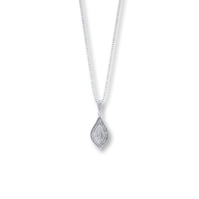 Diamond Necklace 1/8 ct tw Round-cut Sterling Silver