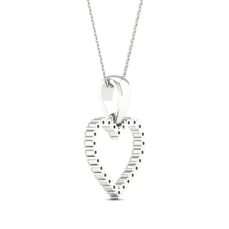 Diamond Heart Necklace 1/10 ct tw Round-Cut 10K White Gold 18