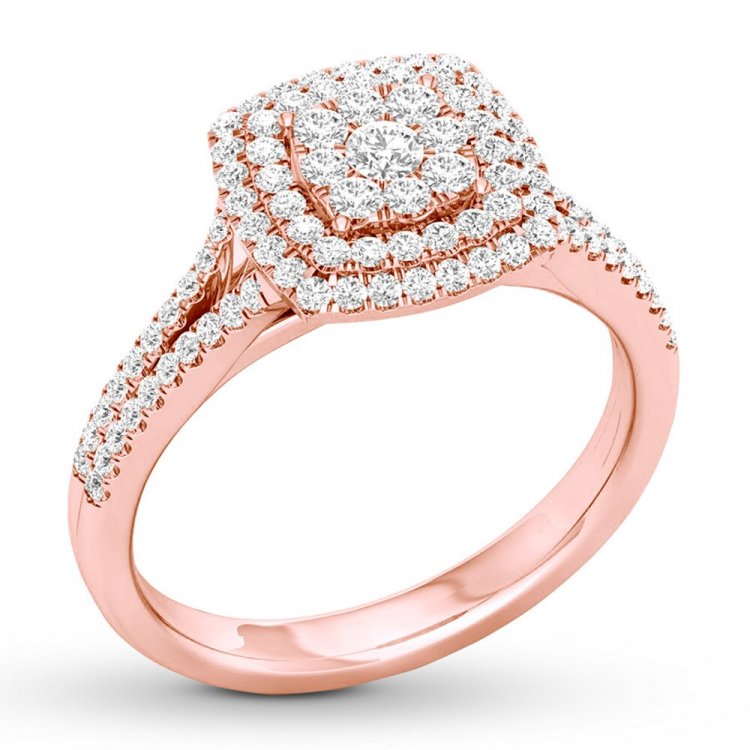 Diamond Engagement Ring 1/3 ct tw Round-cut 10K Rose Gold