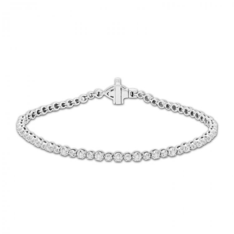 Forever Connected Diamond Bracelet 1 ct tw Round/Pear 10K White Gold