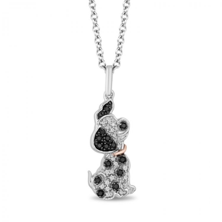 Treasures 101 Dalmatians Necklace 1/6 ct tw Diamonds 10K Rose Gold Sterling Silver 17