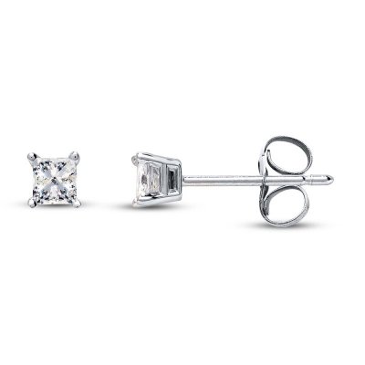 Diamond Earrings 1/4 ct tw Princess-cut 14K White Gold