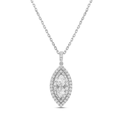 Forever Connected DIamond Necklace 1 ct tw Round/Pear 10K White Gold 18