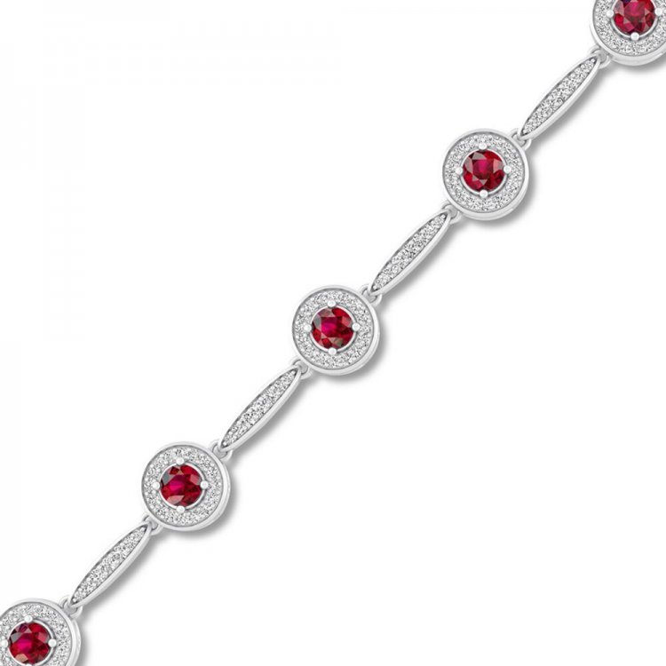 Lab-Created Ruby Bracelet Lab-Created Sapphires Sterling Silver