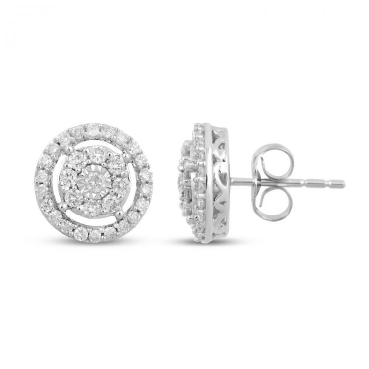 Diamond Stud Earrings 1/2 ct tw 10K White Gold