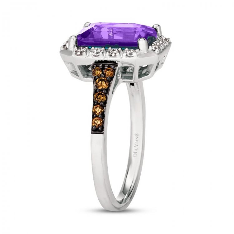 Le Vian Amethyst Ring 1/3 ct tw Diamonds 14K Vanilla Gold