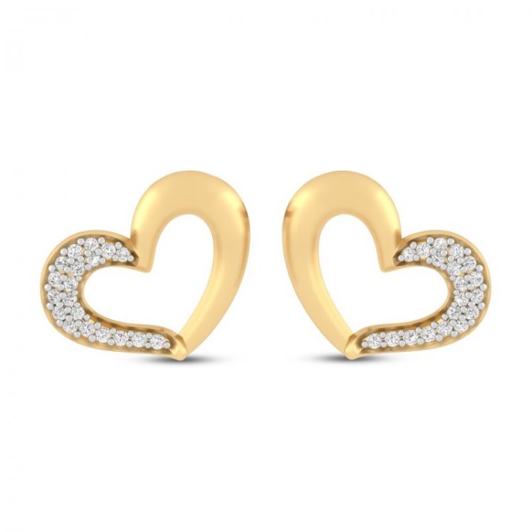 Diamond Heart Earrings 1/10 ct tw 10K Yellow Gold