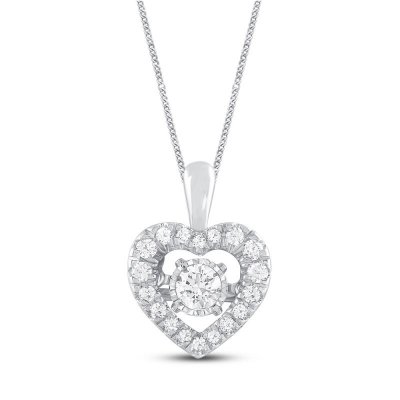 Unstoppable Love Diamond Heart Necklace 1/3 ct tw Round-cut 10K White Gold 19