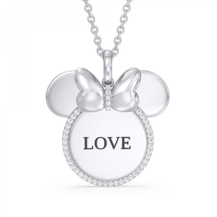 Disney Treasures Minnie Mouse Diamond Necklace 1/10 ct tw Sterling Silver 17