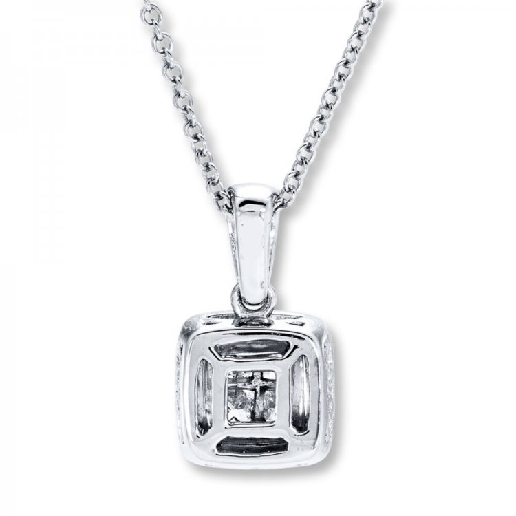 Diamond Necklace 1/2 ct tw Princess-cut/Round 14K White Gold