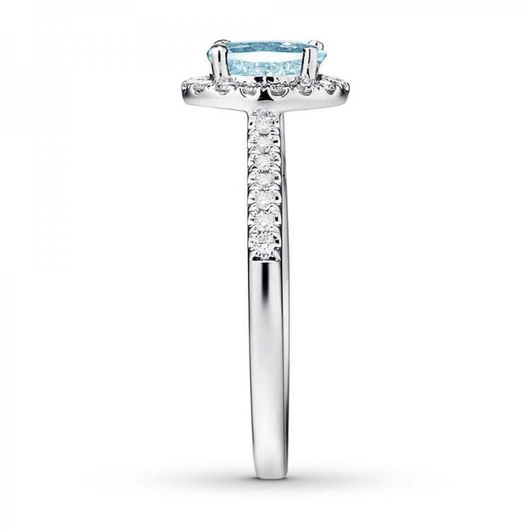 Aquamarine Engagement Ring 1/4 ct tw Diamonds 14K White Gold