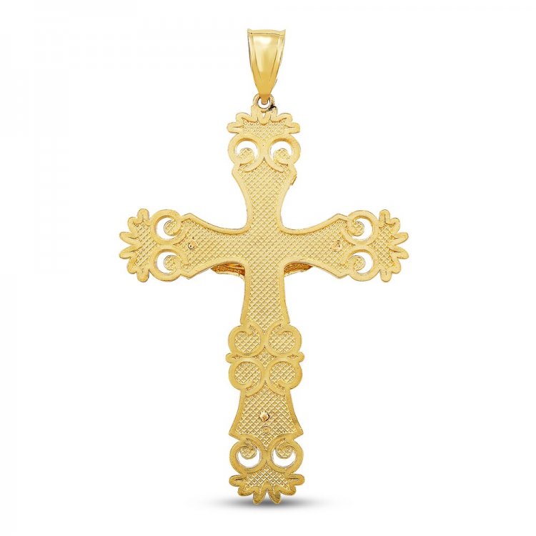 Mens Cross Pendant 10K Yellow Gold