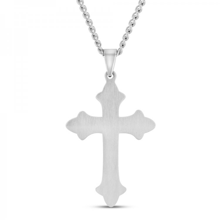 Mens Crucifix Necklace Stainless Steel 24