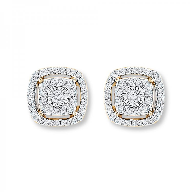 Diamond Earrings 1/4 ct tw Round-cut 10K Yellow Gold