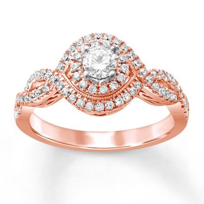 Diamond Engagement Ring 5/8 ct tw Round-cut 14K Rose Gold