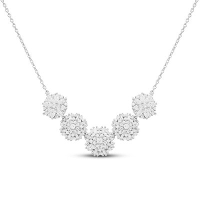 Sparks of Love Diamond Starburst Necklace 1/2 ct tw Princess/Marquise/Baguette/Round-Cut 10K White Gold 18