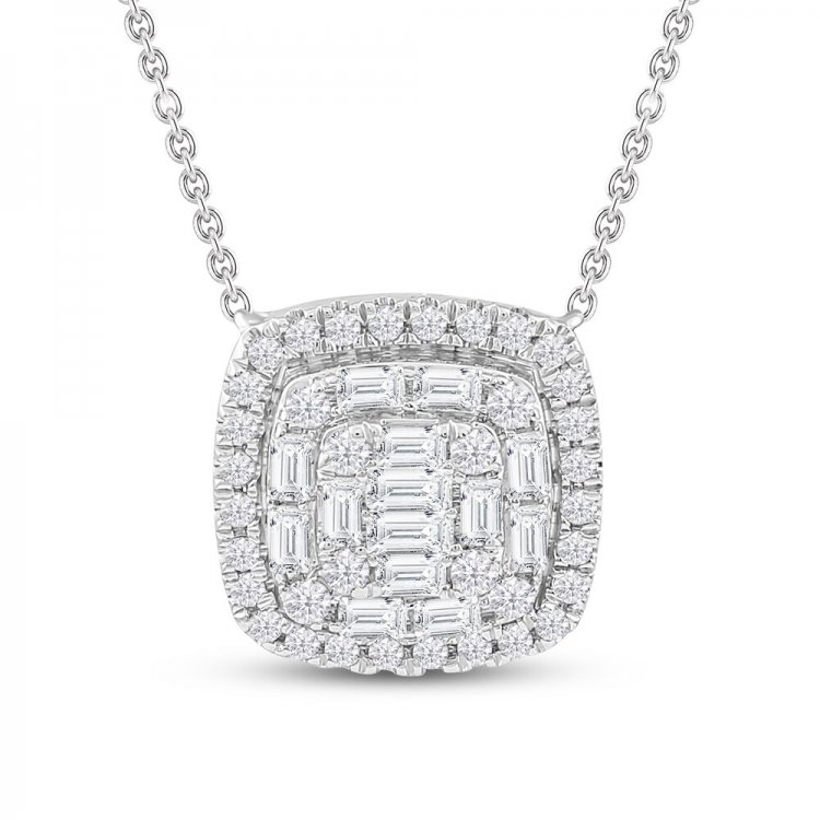 Diamond Cushion Necklace 1/3 ct tw 10K White Gold 18.25