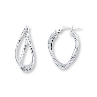 Twisted Hoop Earrings 14K White Gold