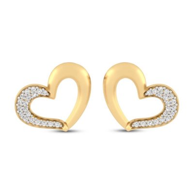 Diamond Heart Earrings 1/10 ct tw 10K Yellow Gold