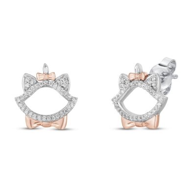 Disney Treasures Aristocats Diamond Earrings 1/10 ct tw Sterling Silver/10K Rose Gold