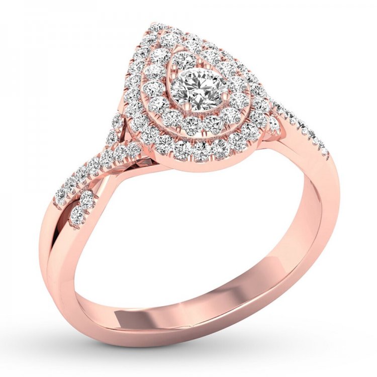 Diamond Engagement Ring 3/8 ct tw Round-cut 10K Rose Gold