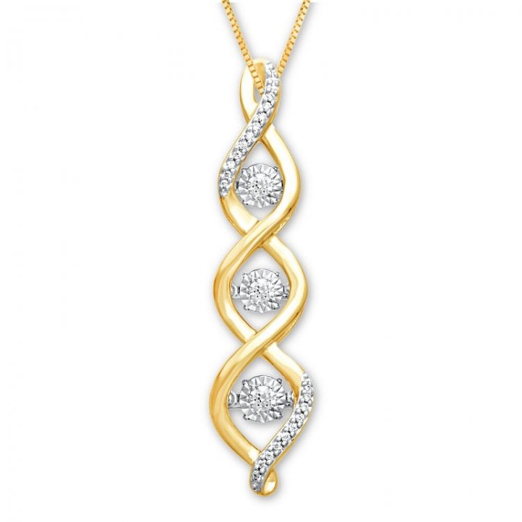 Unstoppable Love Necklace 1/6 ct tw Round 10K Yellow Gold