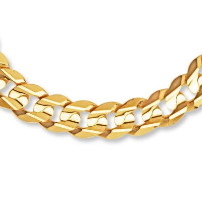 Mens Curb Link Bracelet 10K Yellow Gold 9-inch Length