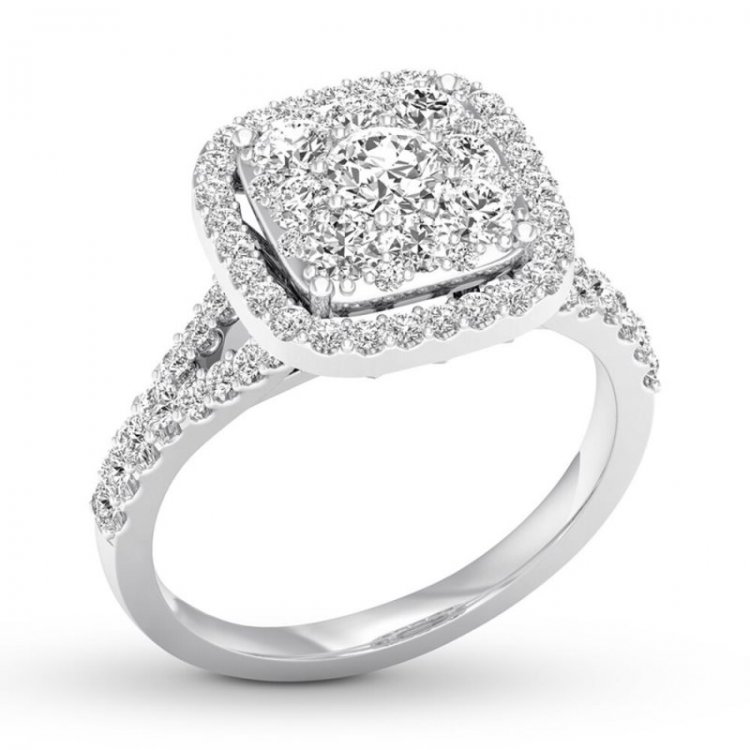 Diamond Engagement Ring 3/4 ct tw Round-cut 14K White Gold