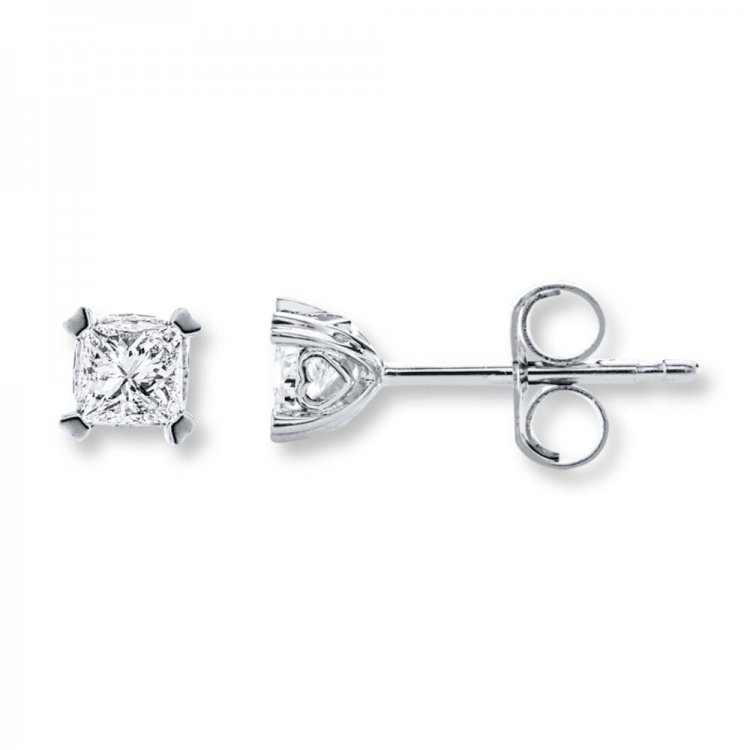 Diamond Earrings 1/4 ct tw Princess-cut 14K White Gold