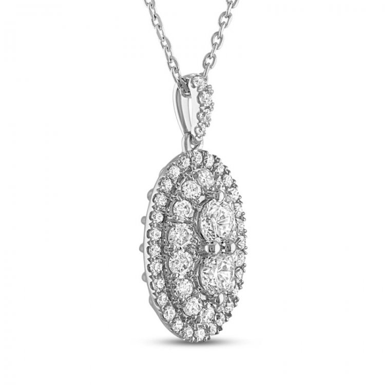 Forever Connected Diamond Necklace 1 ct tw Round-Cut 14K White Gold 18