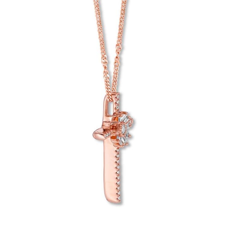 Emmy London Diamond Cross Necklace 1/5 ct tw 10K Rose Gold