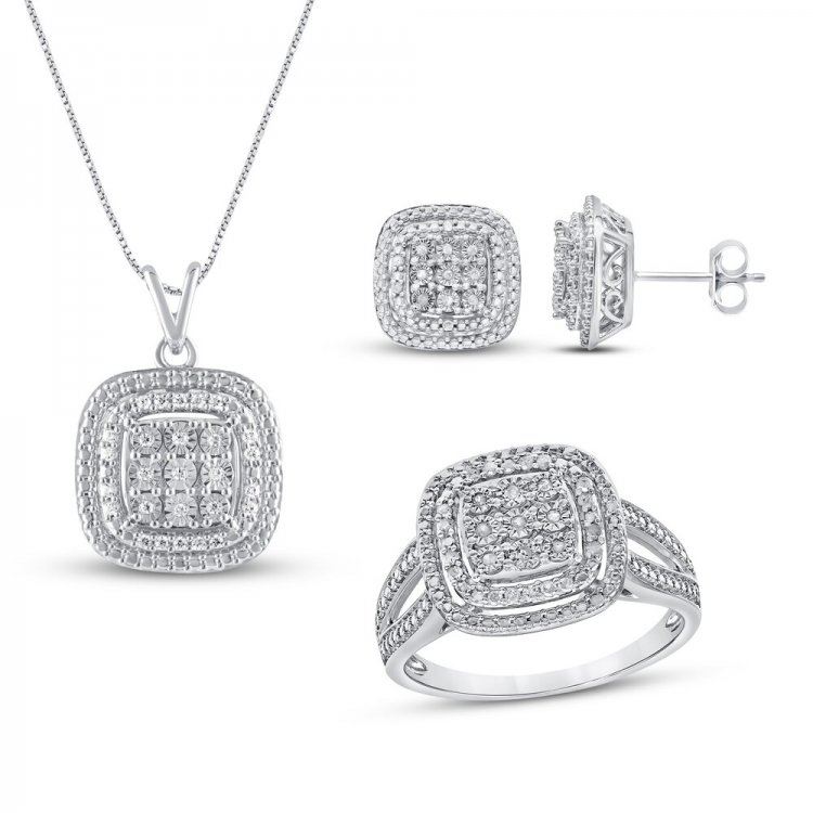 Diamond Boxed Set 1/4 ct tw Sterling Silver