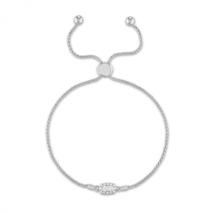 Forever Connected Diamond Bolo Bracelet 1/5 ct tw Princess/Round-Cut 10K White Gold