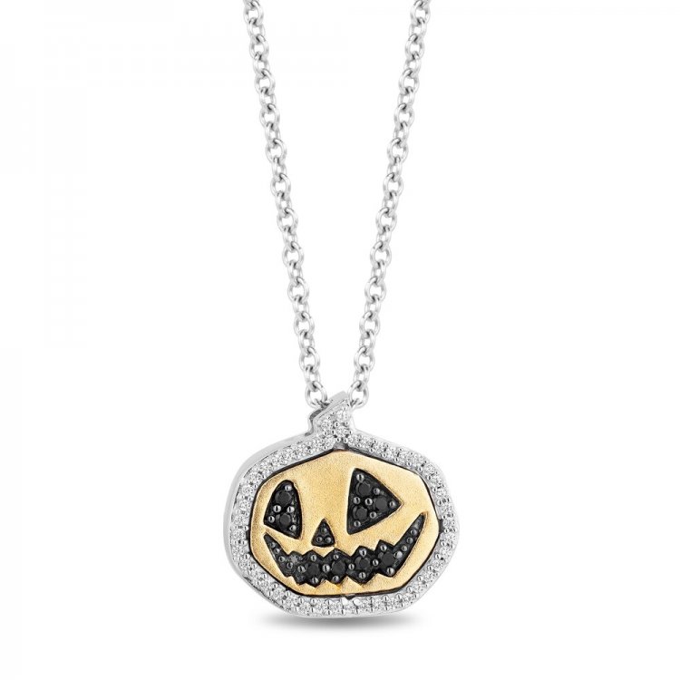 Disney Treasures Nightmare Before Christmas Diamond Necklace 1/6 ct tw 10K Yellow Gold/Sterling Silver 17"