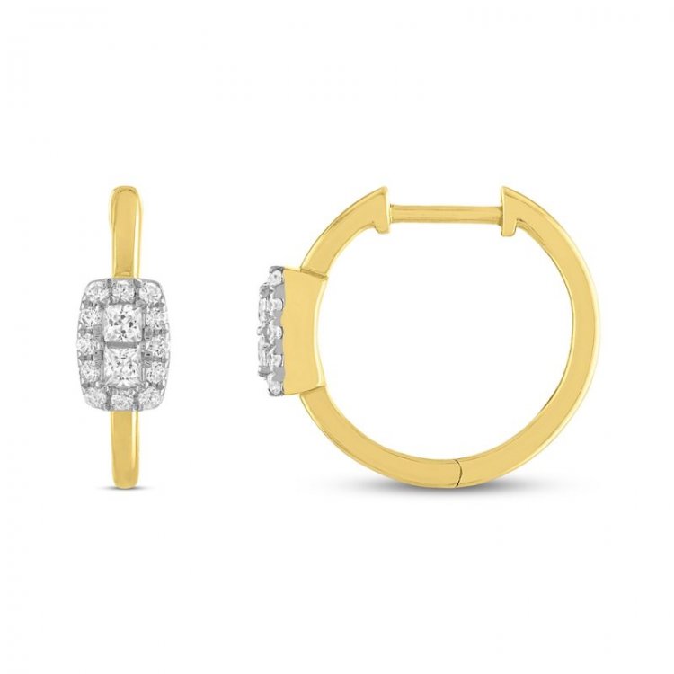 Forever Connected Diamond Hoop Earrings 3/8 ct tw Princess/Round 10K Yellow Gold