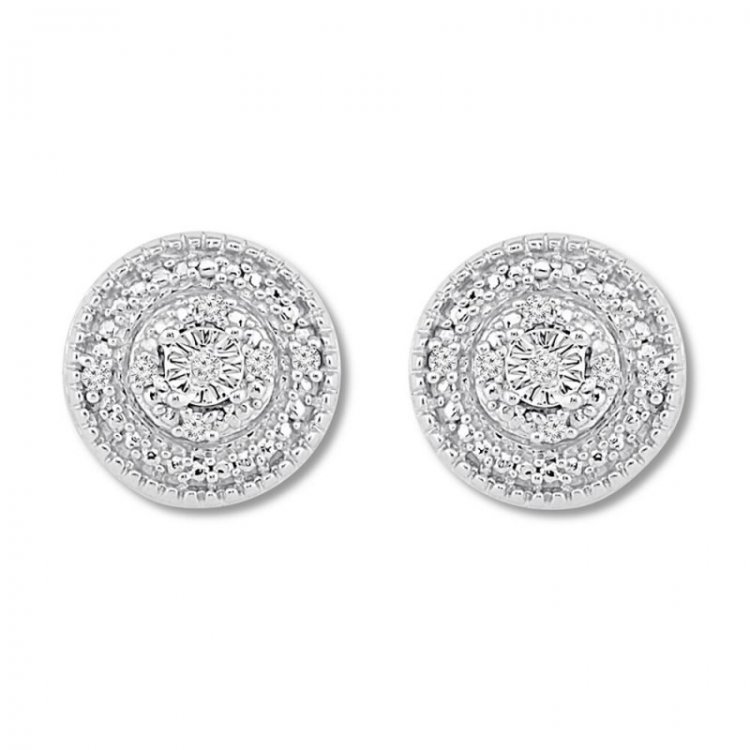 Diamond Circle Earrings Sterling Silver