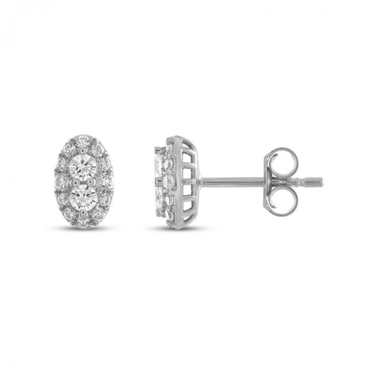 Forever Connected Diamond Stud Earrings 3/8 ct tw Round-Cut 10K White Gold