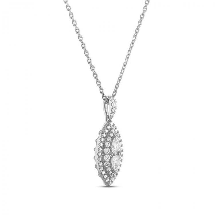 Forever Connected Diamond Necklace 1/2 ct tw Round/Pear 10K White Gold 18