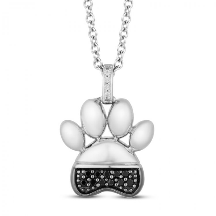 Treasures 101 Dalmatians Necklace 1/10 ct tw Black and White Diamonds Sterling Silver