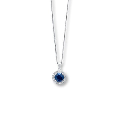 Blue & White Lab-Created Sapphire Necklace Sterling Silver